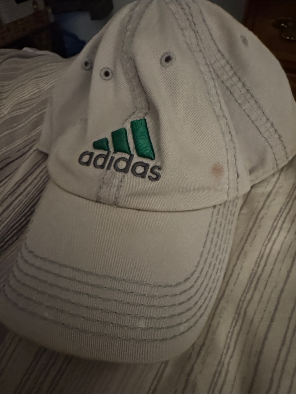 adidas Grey Cap with Green Trefoil Accent